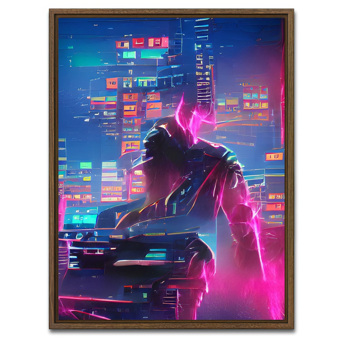 AUTO-MOCKUP WHITE | Futuristic | 1 Piece | Walnut Framed Canvas | group=3x4