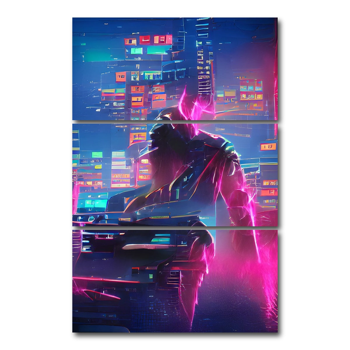 AUTO-MOCKUP WHITE | Futuristic | 3 Piece | Gallery Wrap Canvas | group=12x24_stacked