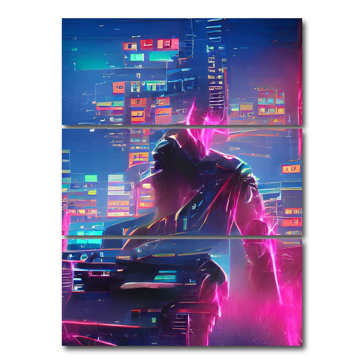 AUTO-MOCKUP WHITE | Futuristic | 3 Piece | Gallery Wrap Canvas | group=8x18_stacked