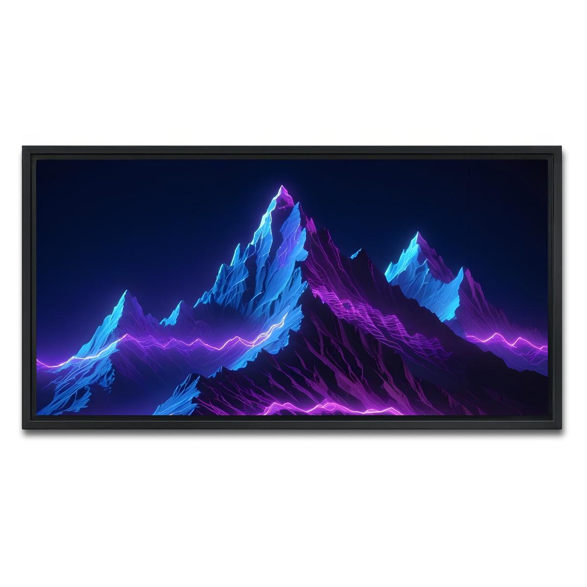 AUTO-MOCKUP WHITE | Futuristic mountain range | 1 Piece | Black Framed Canvas | group=2x1
