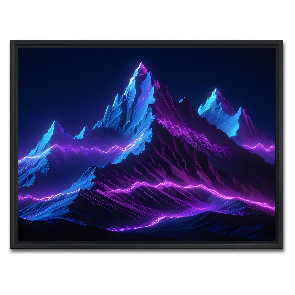 AUTO-MOCKUP WHITE | Futuristic mountain range | 1 Piece | Black Framed Canvas | group=4x3
