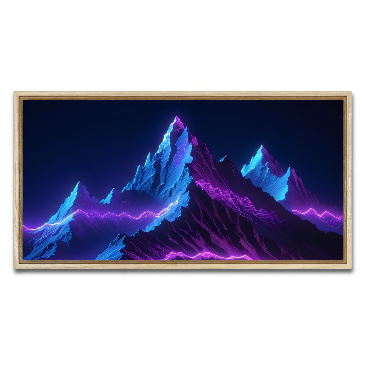 AUTO-MOCKUP WHITE | Futuristic mountain range | 1 Piece | Natural Framed Canvas | group=2x1