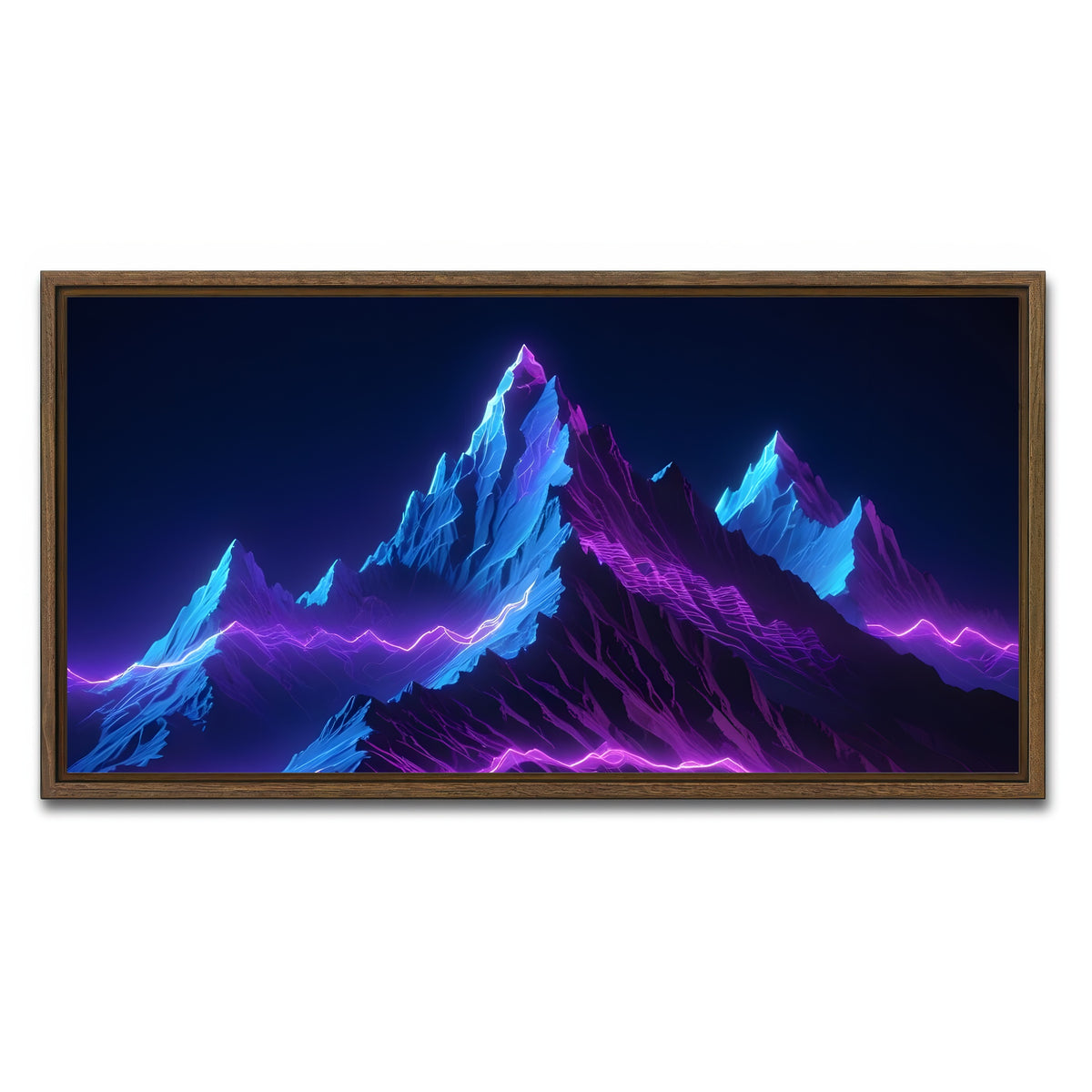 AUTO-MOCKUP WHITE | Futuristic mountain range | 1 Piece | Walnut Framed Canvas | group=2x1