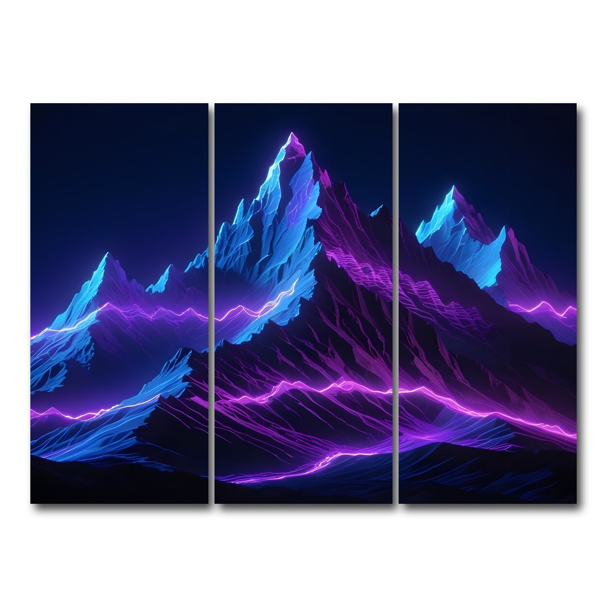 AUTO-MOCKUP WHITE | Futuristic mountain range | 3 Piece | Gallery Wrap Canvas | group=8x18