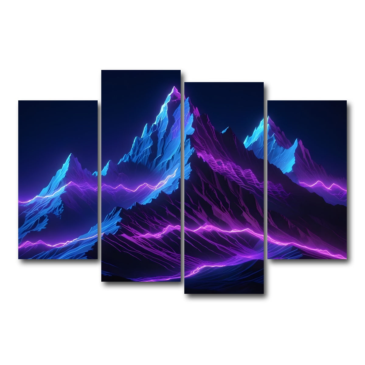 AUTO-MOCKUP WHITE | Futuristic mountain range | 4 Piece | Gallery Wrap Canvas | group=4_short