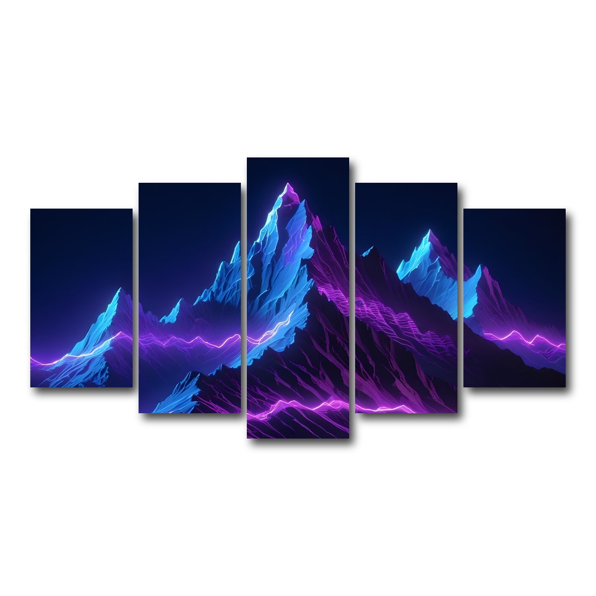 AUTO-MOCKUP WHITE | Futuristic mountain range | 5 Piece | Gallery Wrap Canvas | group=5_normal