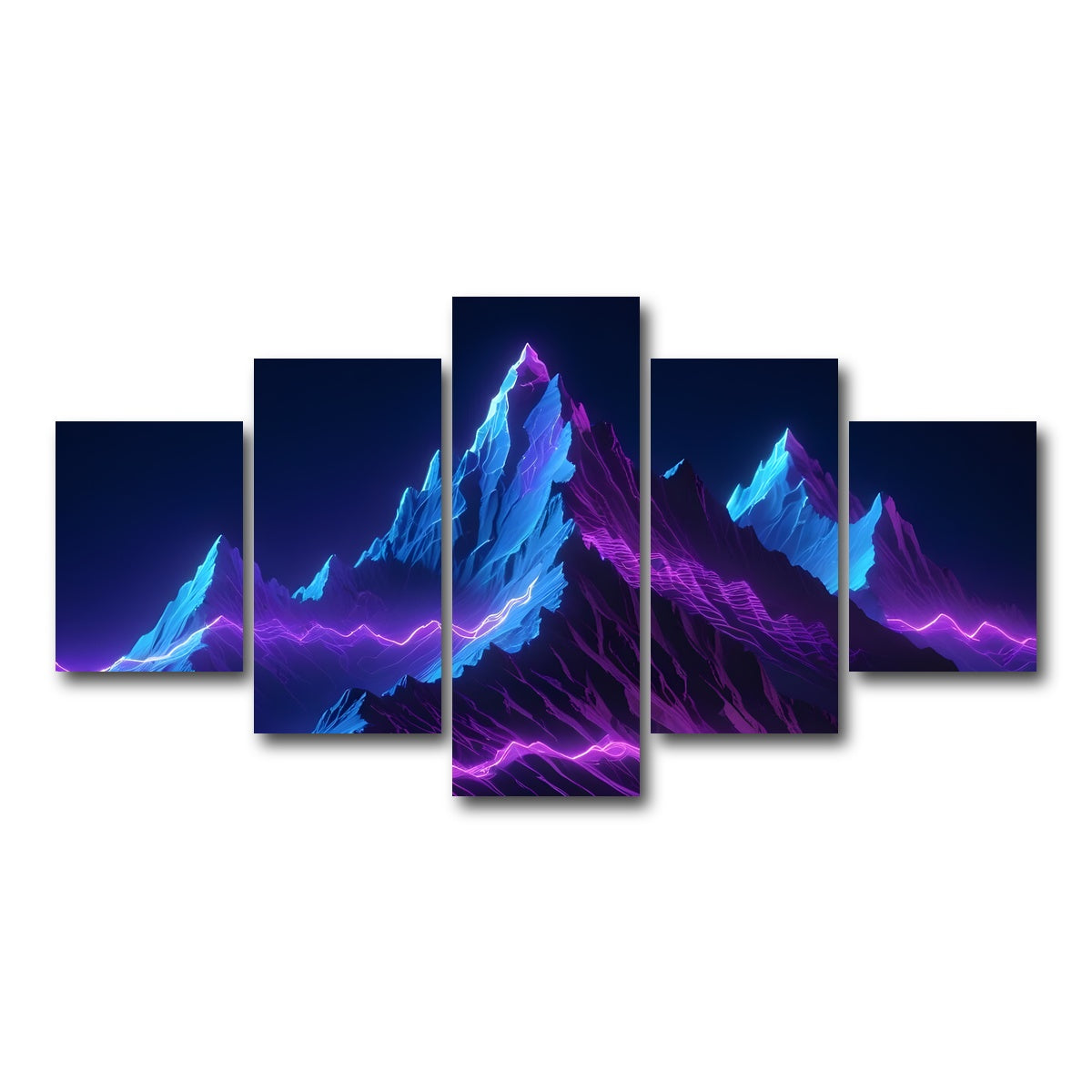 AUTO-MOCKUP WHITE | Futuristic mountain range | 5 Piece | Gallery Wrap Canvas | group=5_short