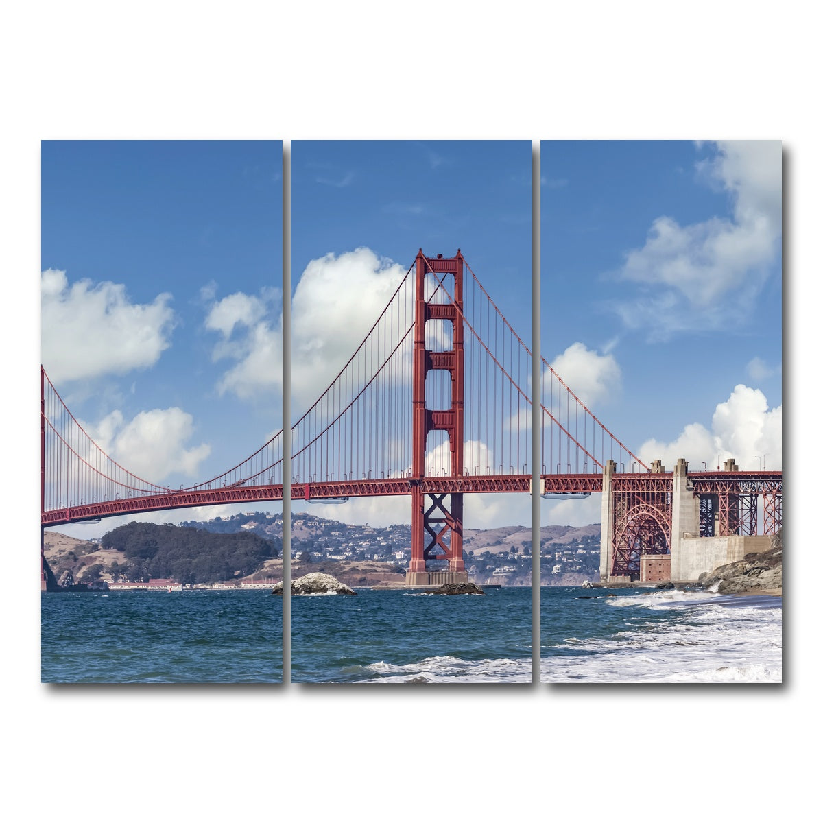 AUTO-MOCKUP WHITE | GOLDEN GATE Baker Beach Panoramic | 3 Piece | Gallery Wrap Canvas | group=8x18