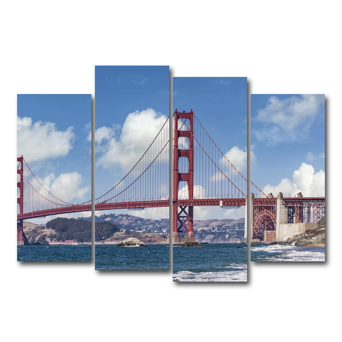 AUTO-MOCKUP WHITE | GOLDEN GATE Baker Beach Panoramic | 4 Piece | Gallery Wrap Canvas | group=4_normal