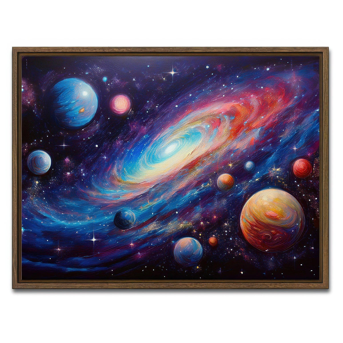 AUTO-MOCKUP WHITE | Galaxy Painting | 1 Piece | Walnut Framed Canvas | group=4x3