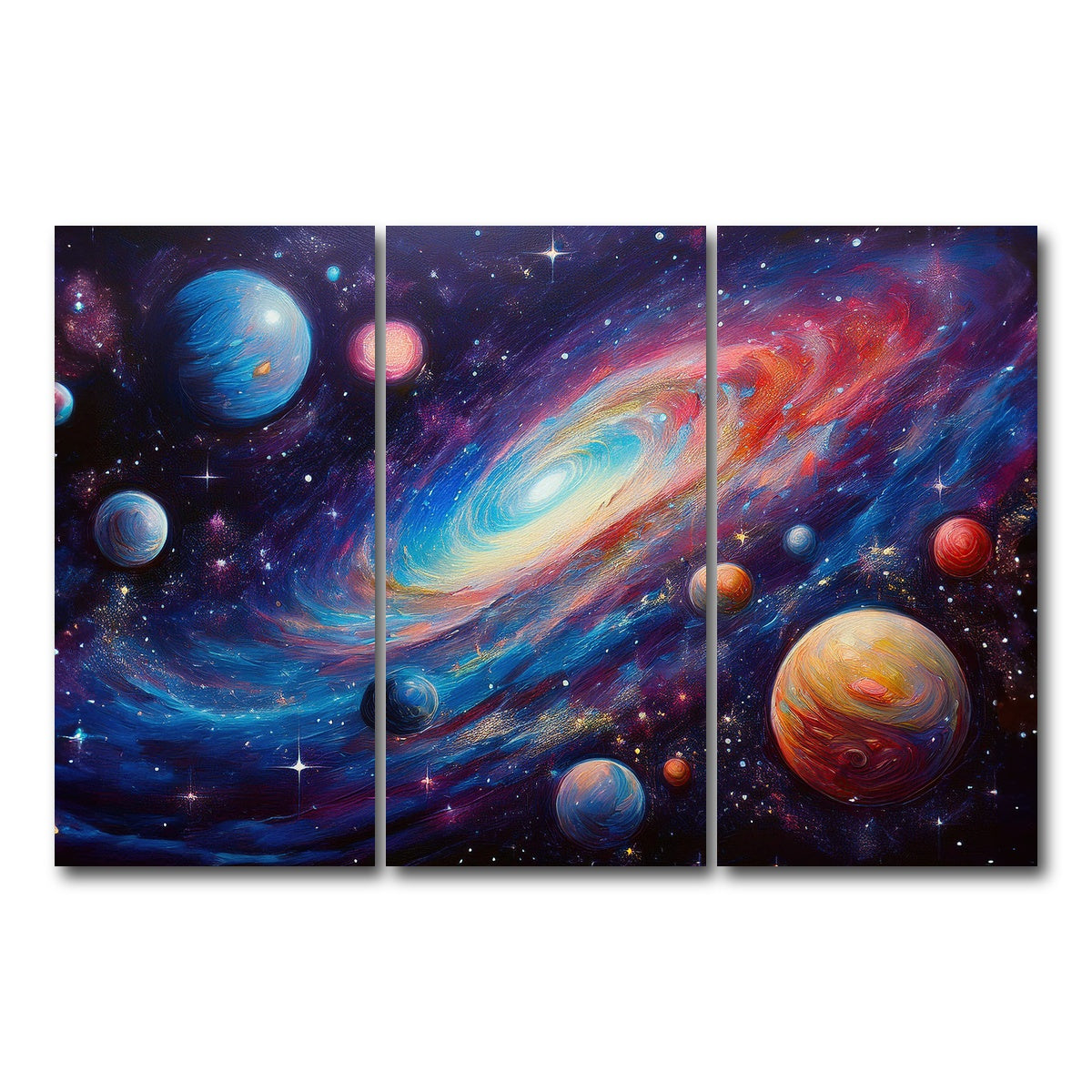 AUTO-MOCKUP WHITE | Galaxy Painting | 3 Piece | Gallery Wrap Canvas | group=12x24