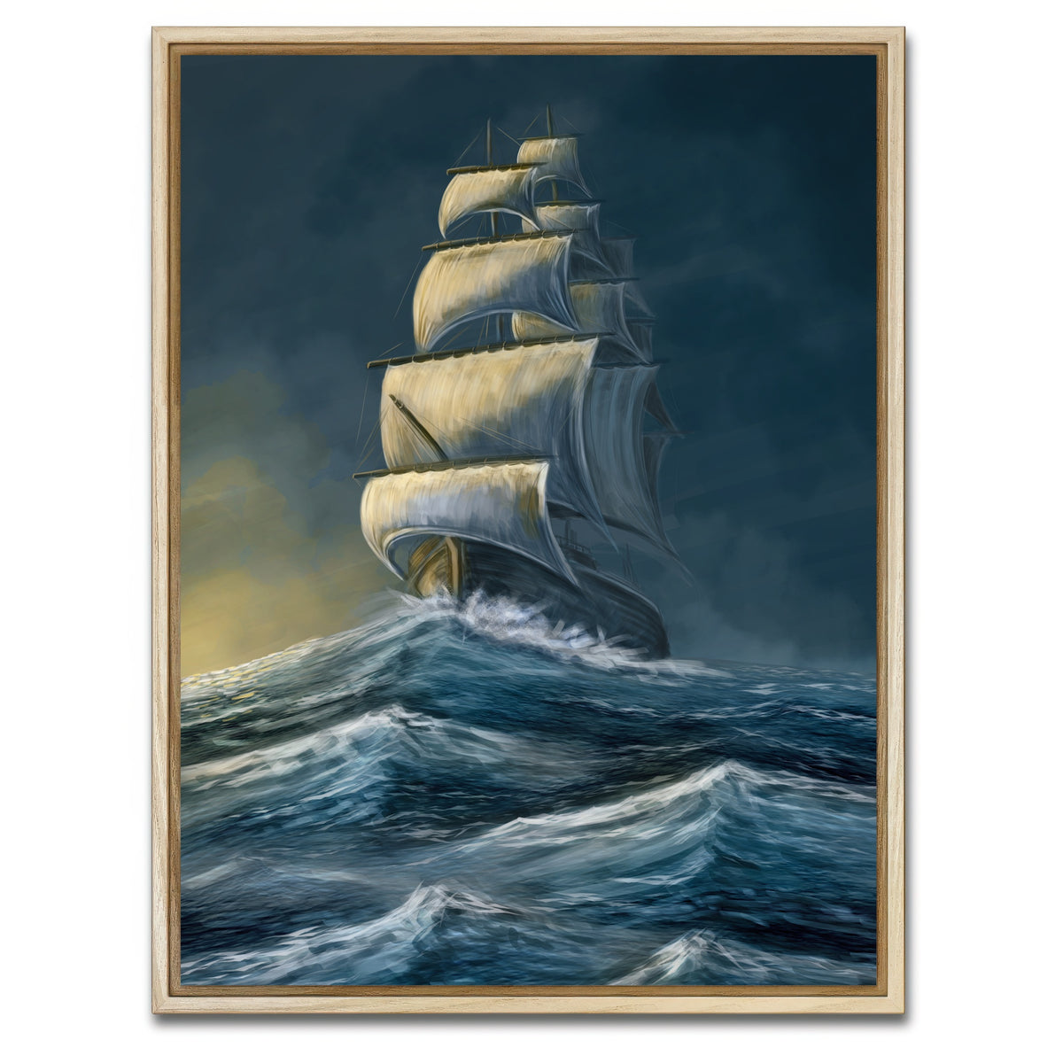 AUTO-MOCKUP WHITE | Galleon under the dark sky | 1 Piece | Natural Framed Canvas | group=3x4