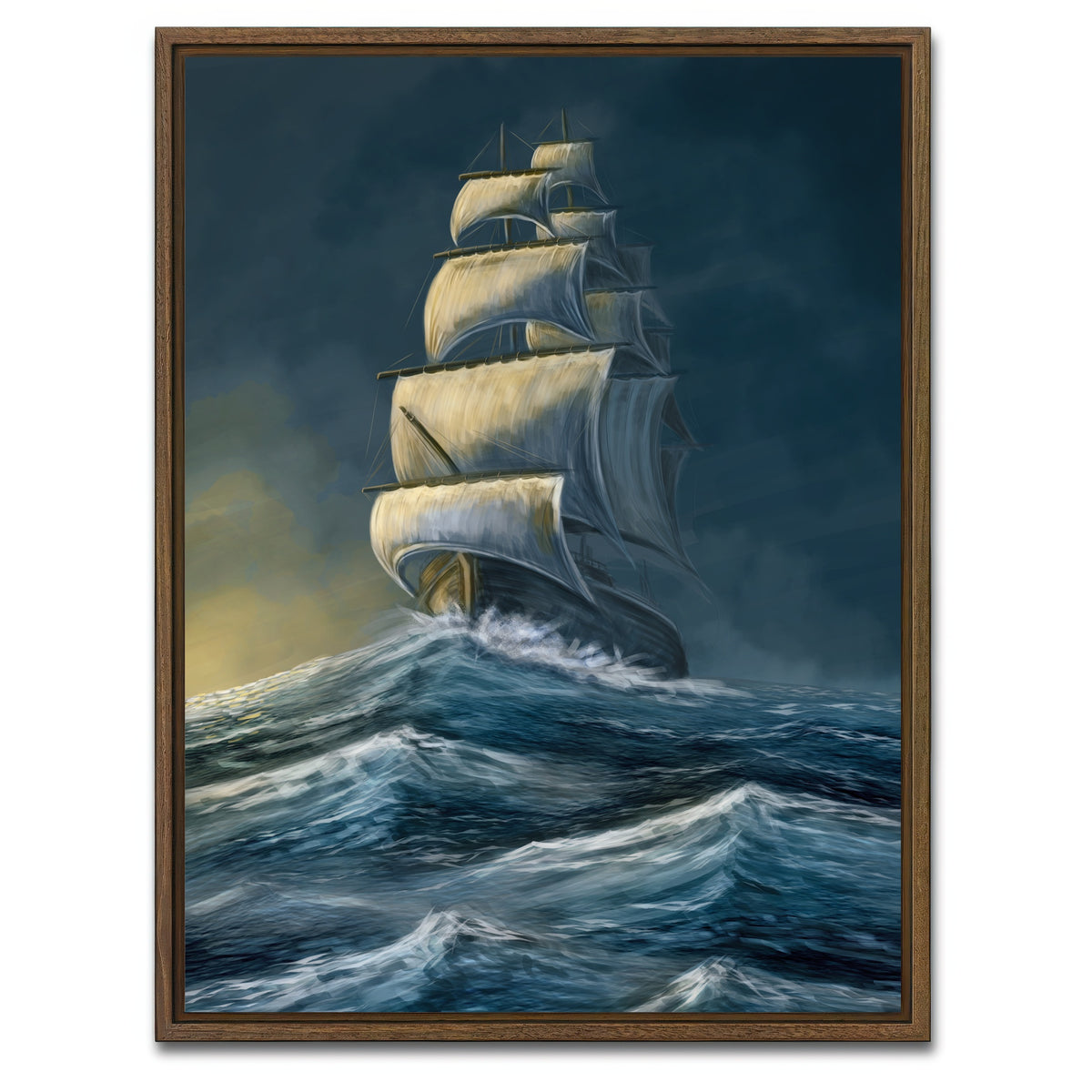 AUTO-MOCKUP WHITE | Galleon under the dark sky | 1 Piece | Walnut Framed Canvas | group=3x4