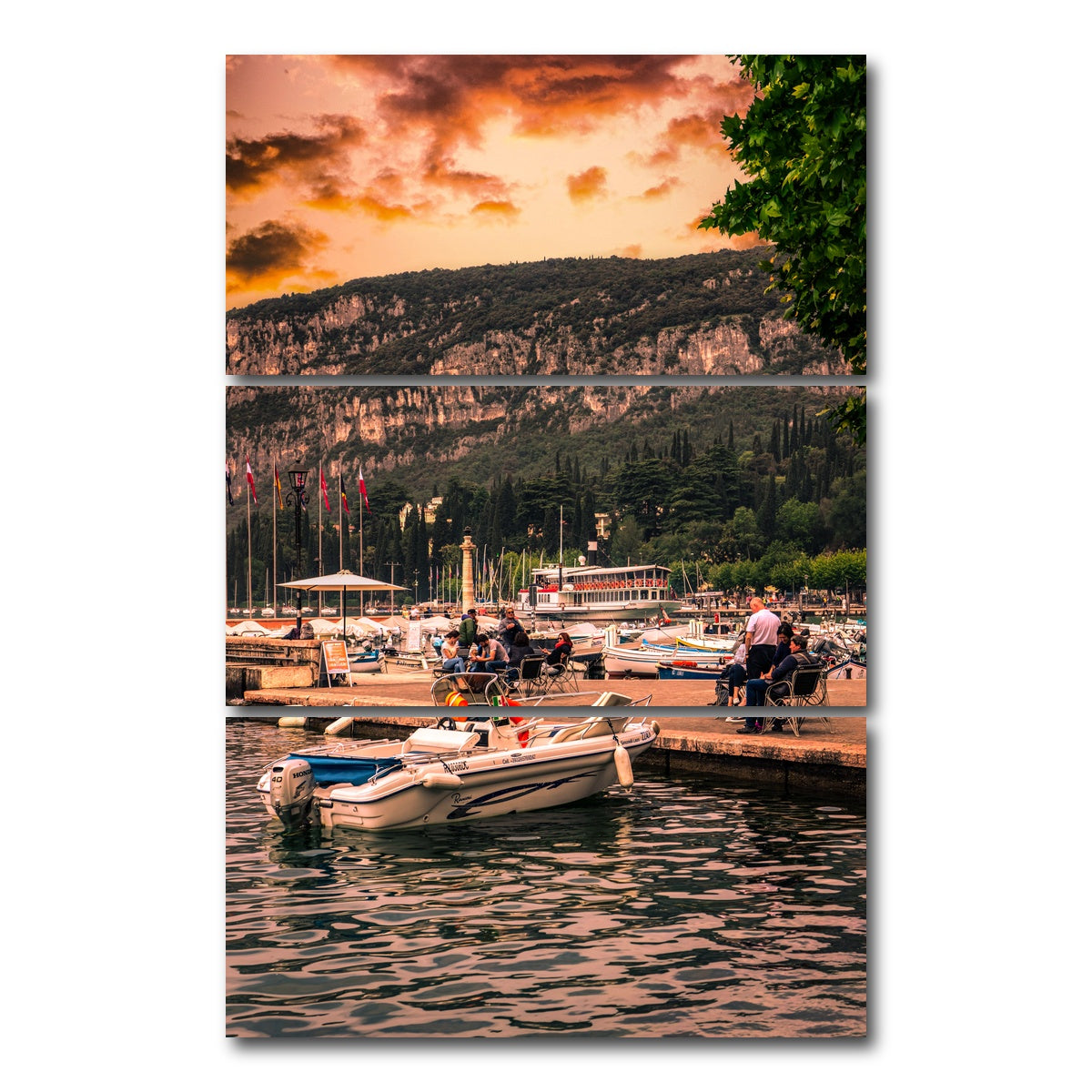 AUTO-MOCKUP WHITE | Garda at sunset | 3 Piece | Gallery Wrap Canvas | group=12x24_stacked