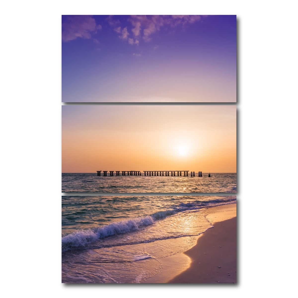 AUTO-MOCKUP WHITE | Gasparilla Island Sunset | 3 Piece | Gallery Wrap Canvas | group=12x24_stacked