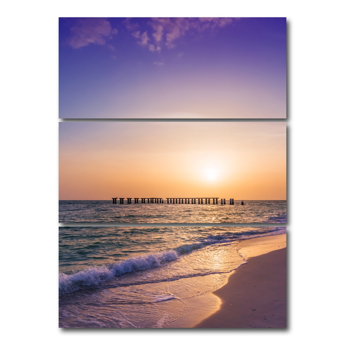 AUTO-MOCKUP WHITE | Gasparilla Island Sunset | 3 Piece | Gallery Wrap Canvas | group=8x18_stacked