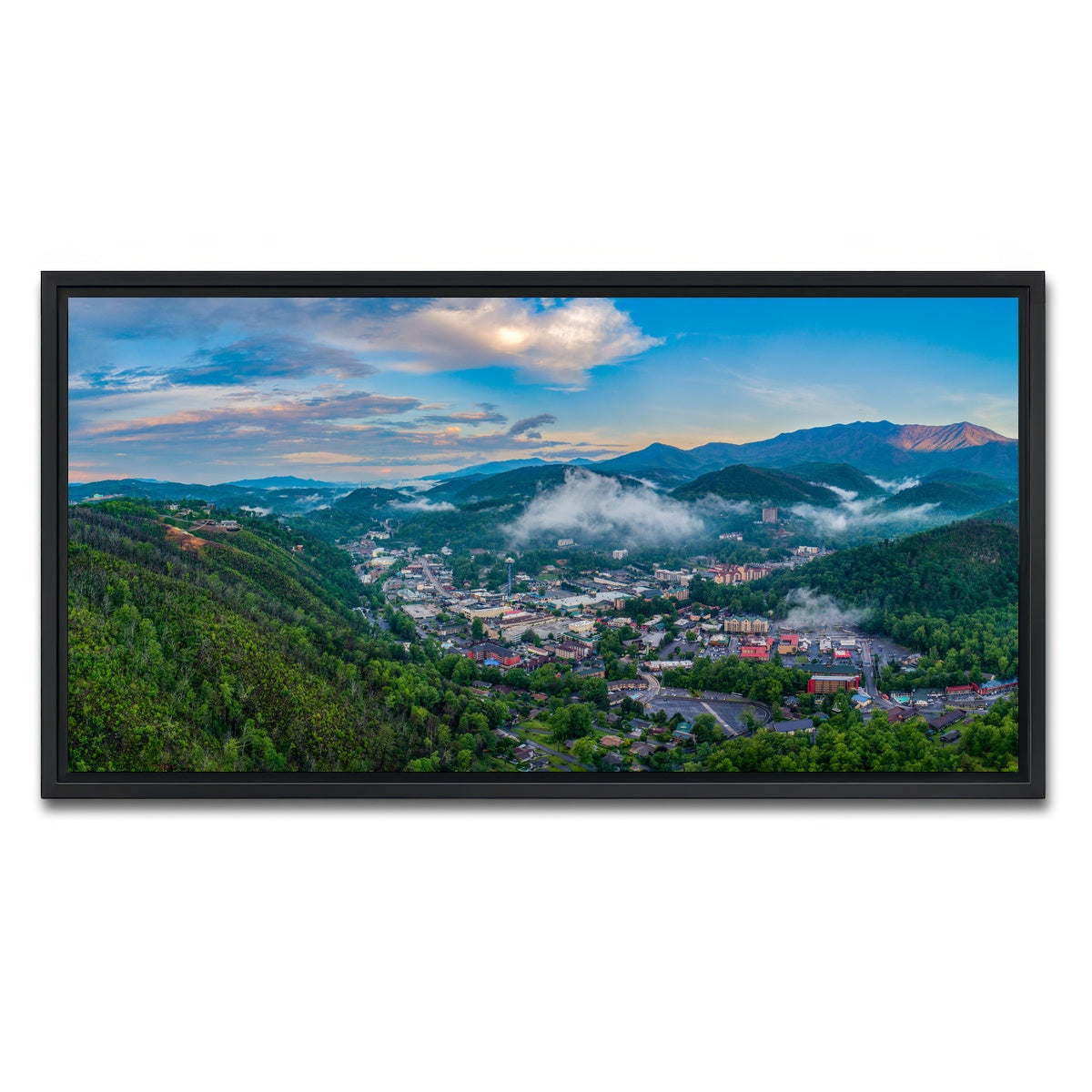 AUTO-MOCKUP WHITE | Gatlinburg Aerial | 1 Piece | Black Framed Canvas | group=2x1