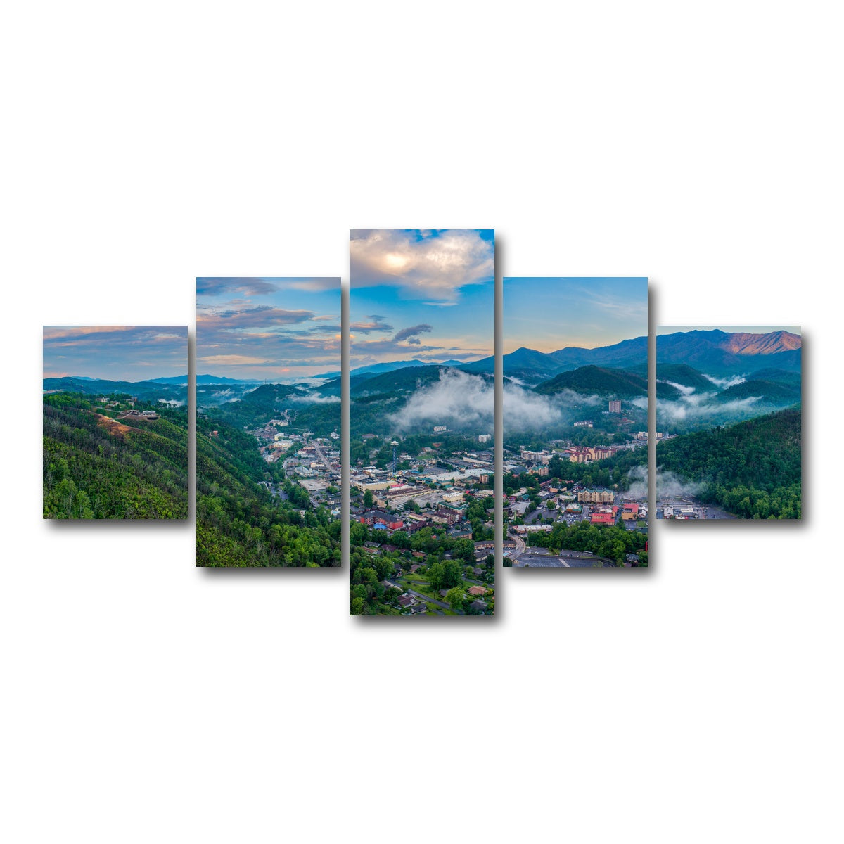 AUTO-MOCKUP WHITE | Gatlinburg Aerial | 5 Piece | Gallery Wrap Canvas | group=5_short