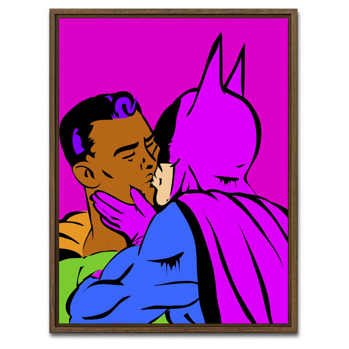 AUTO-MOCKUP WHITE | Gay Batman Superman | 1 Piece | Walnut Framed Canvas | group=3x4