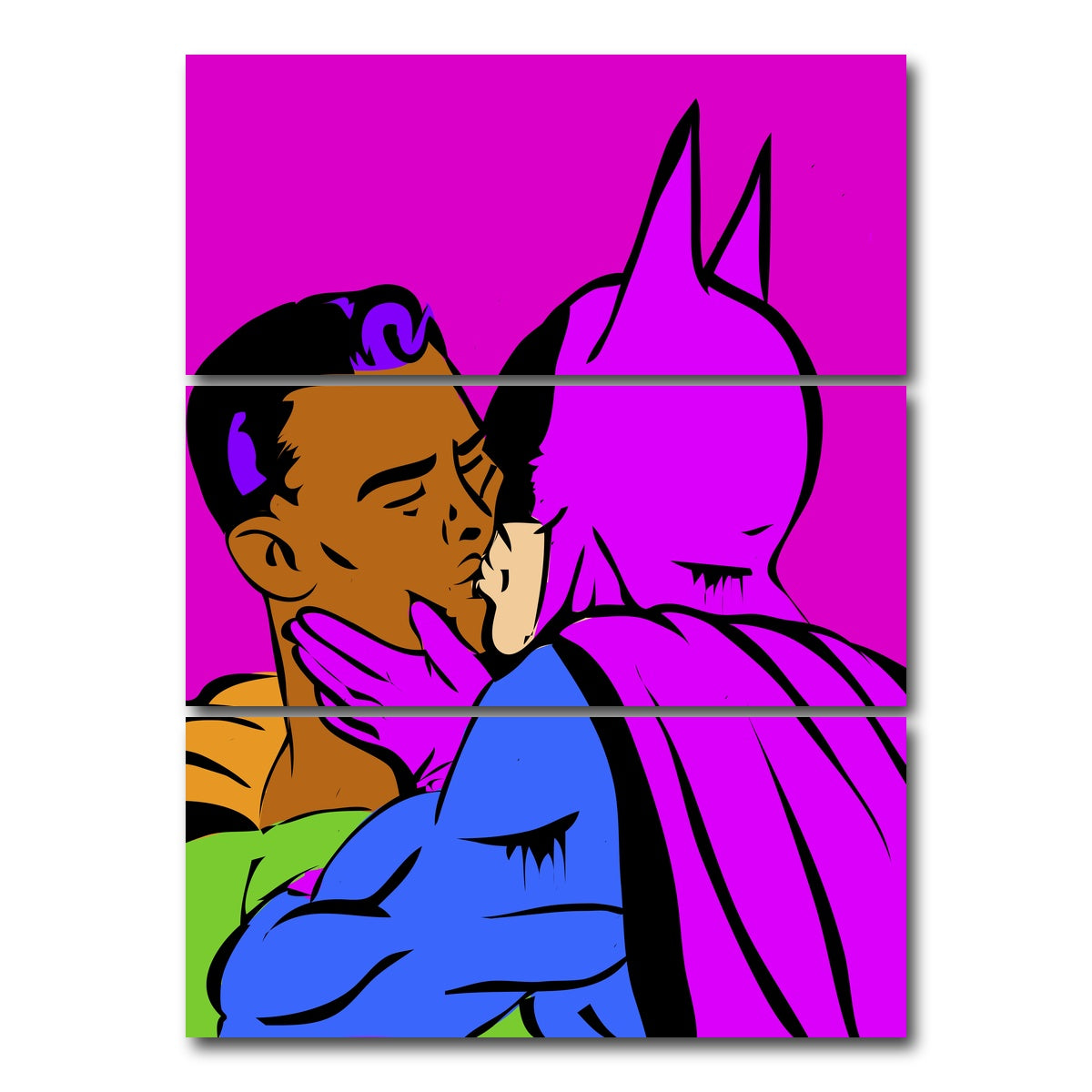 AUTO-MOCKUP WHITE | Gay Batman Superman | 3 Piece | Gallery Wrap Canvas | group=8x18_stacked