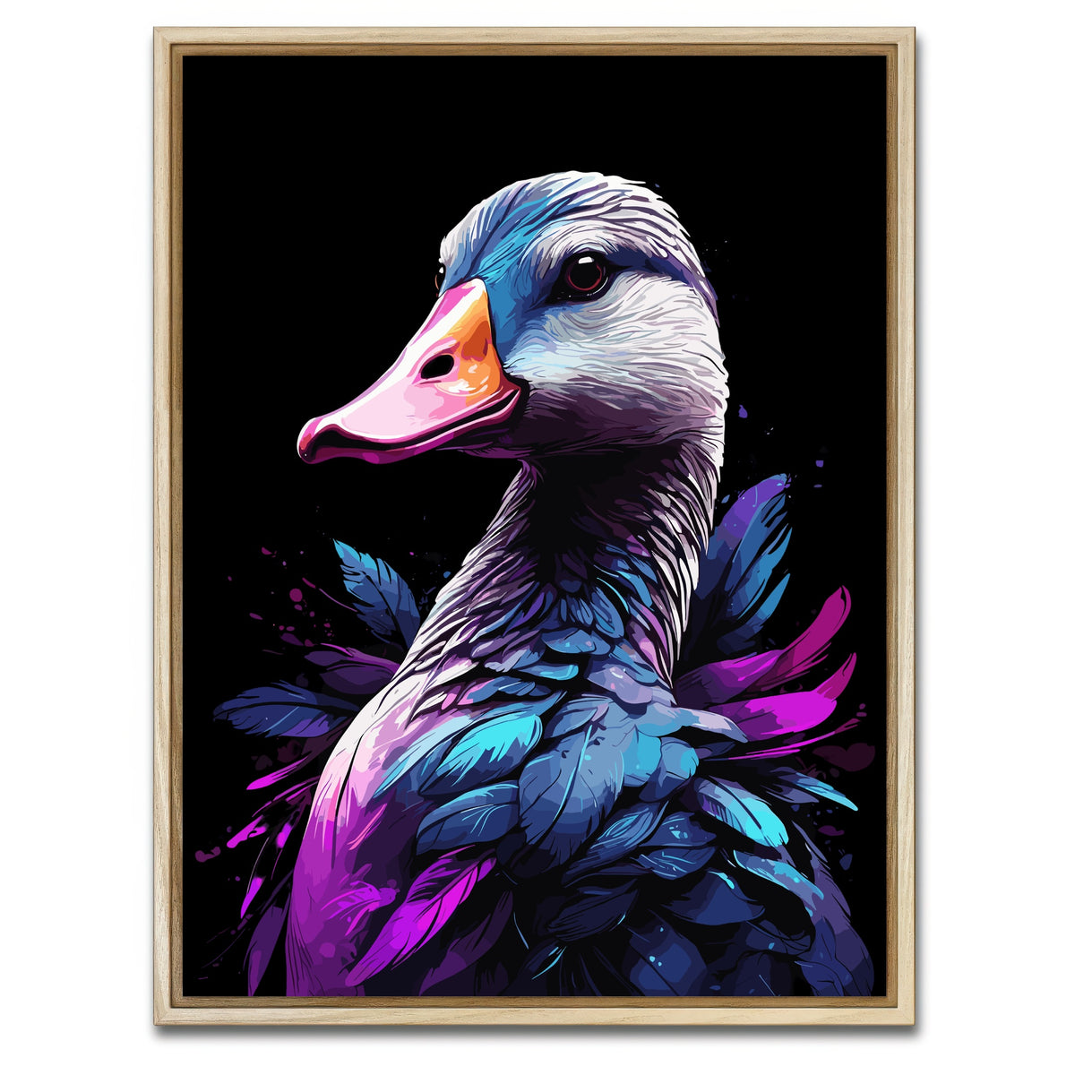 AUTO-MOCKUP WHITE | Geese Animal Colorful | 1 Piece | Natural Framed Canvas | group=3x4