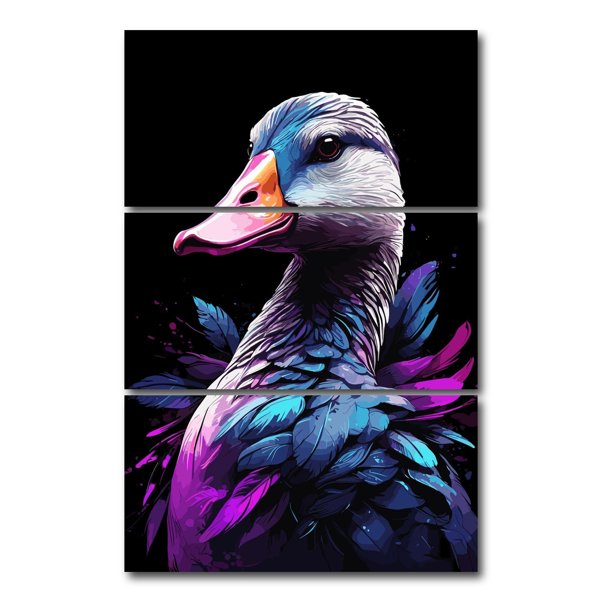 AUTO-MOCKUP WHITE | Geese Animal Colorful | 3 Piece | Gallery Wrap Canvas | group=12x24_stacked