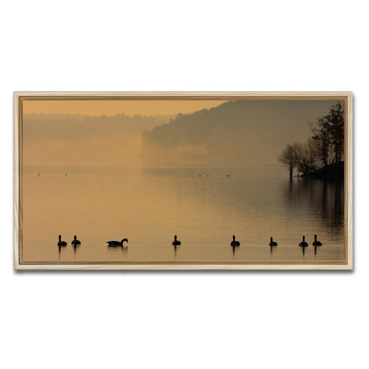 AUTO-MOCKUP WHITE | Geese on Lake Degray | 1 Piece | Natural Framed Canvas | group=2x1