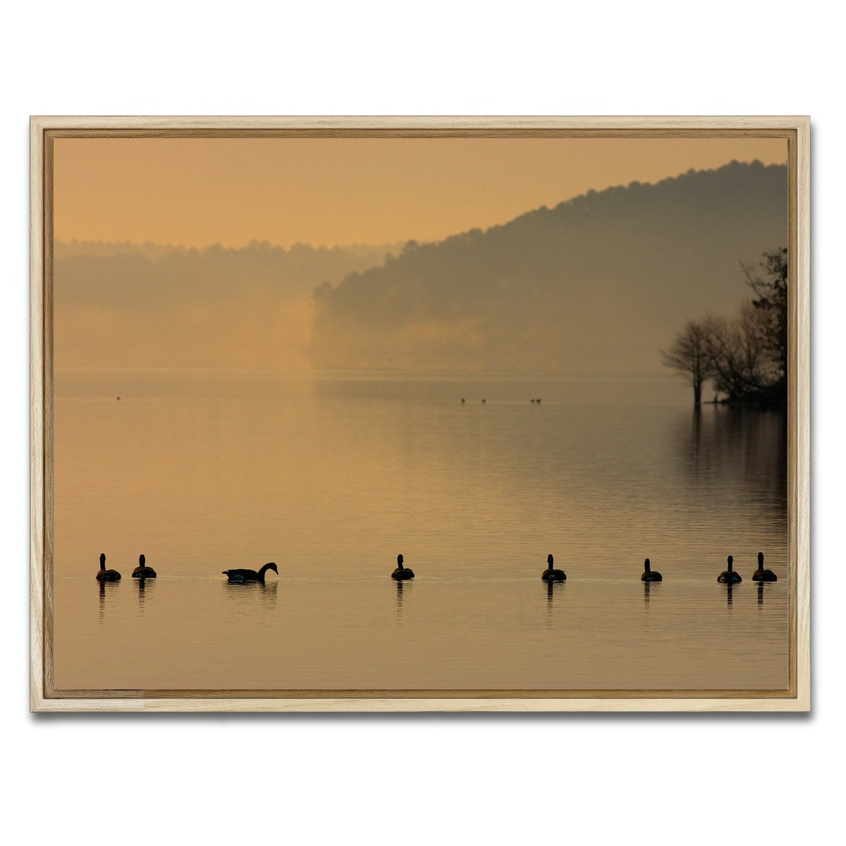 AUTO-MOCKUP WHITE | Geese on Lake Degray | 1 Piece | Natural Framed Canvas | group=4x3