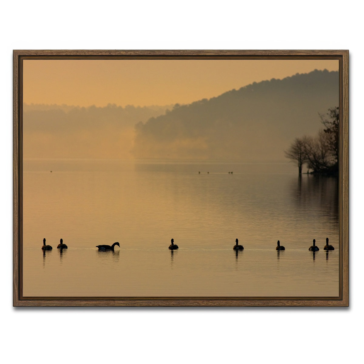 AUTO-MOCKUP WHITE | Geese on Lake Degray | 1 Piece | Walnut Framed Canvas | group=4x3