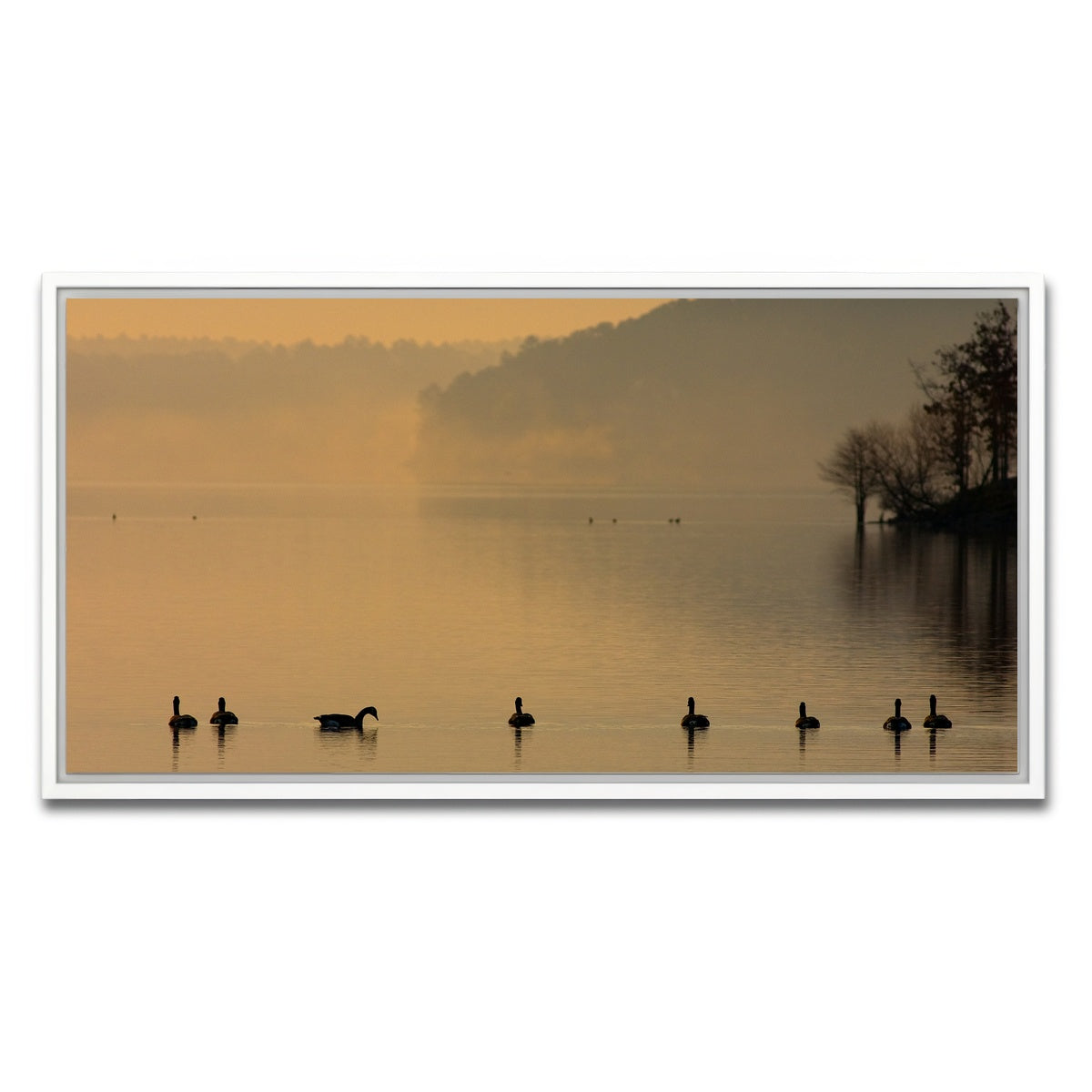 AUTO-MOCKUP WHITE | Geese on Lake Degray | 1 Piece | White Framed Canvas | group=2x1
