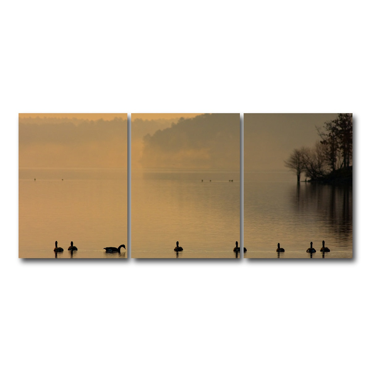 AUTO-MOCKUP WHITE | Geese on Lake Degray | 3 Piece | Gallery Wrap Canvas | group=18x24