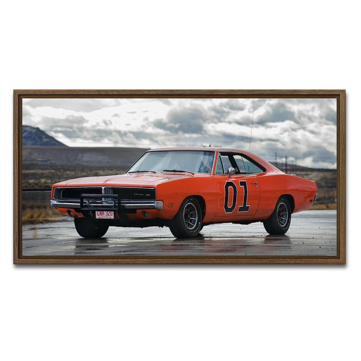 AUTO-MOCKUP WHITE | General Lee | 1 Piece | Walnut Framed Canvas | group=2x1