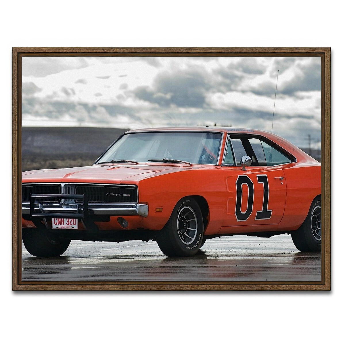 AUTO-MOCKUP WHITE | General Lee | 1 Piece | Walnut Framed Canvas | group=4x3