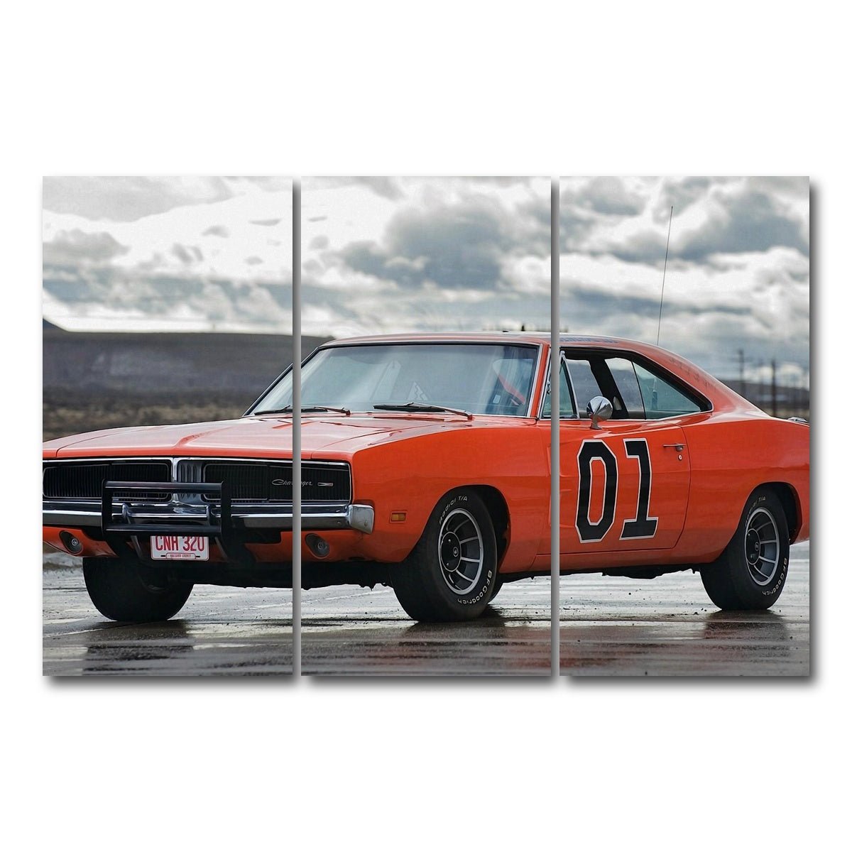 AUTO-MOCKUP WHITE | General Lee | 3 Piece | Gallery Wrap Canvas | group=12x24