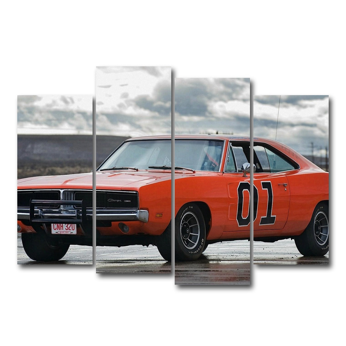AUTO-MOCKUP WHITE | General Lee | 4 Piece | Gallery Wrap Canvas | group=4_normal