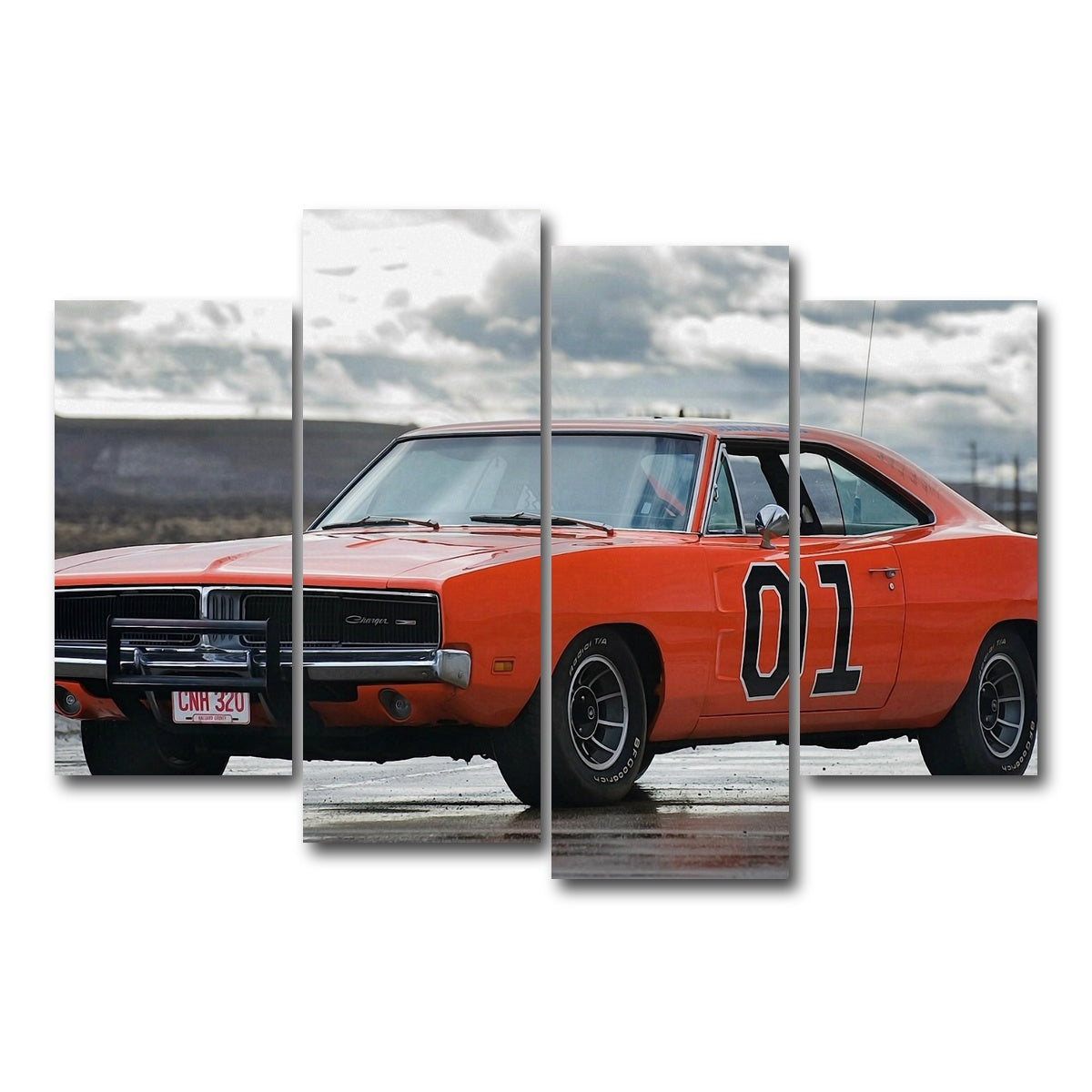 AUTO-MOCKUP WHITE | General Lee | 4 Piece | Gallery Wrap Canvas | group=4_short