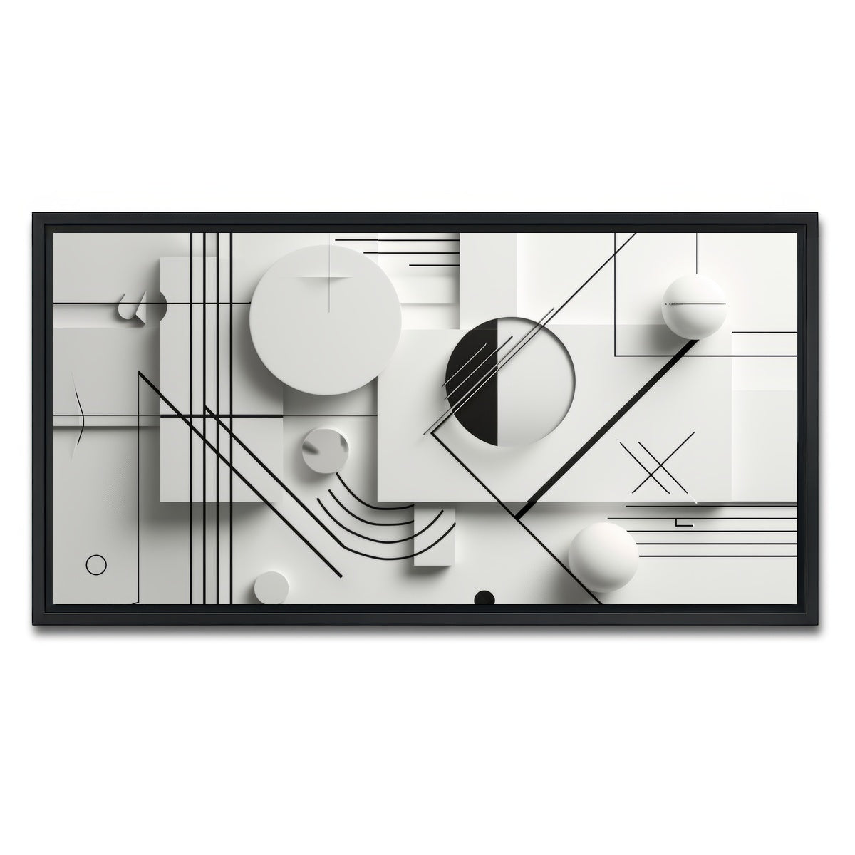 AUTO-MOCKUP WHITE | Geometric Lines | 1 Piece | Black Framed Canvas | group=2x1