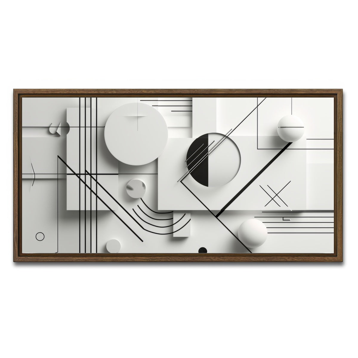 AUTO-MOCKUP WHITE | Geometric Lines | 1 Piece | Walnut Framed Canvas | group=2x1