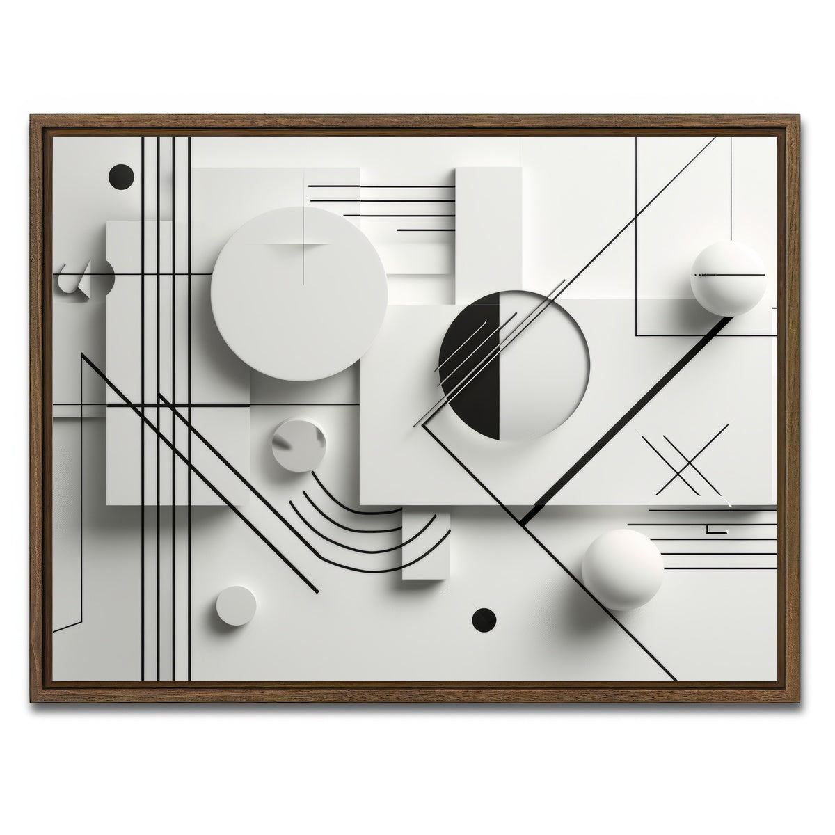 AUTO-MOCKUP WHITE | Geometric Lines | 1 Piece | Walnut Framed Canvas | group=4x3