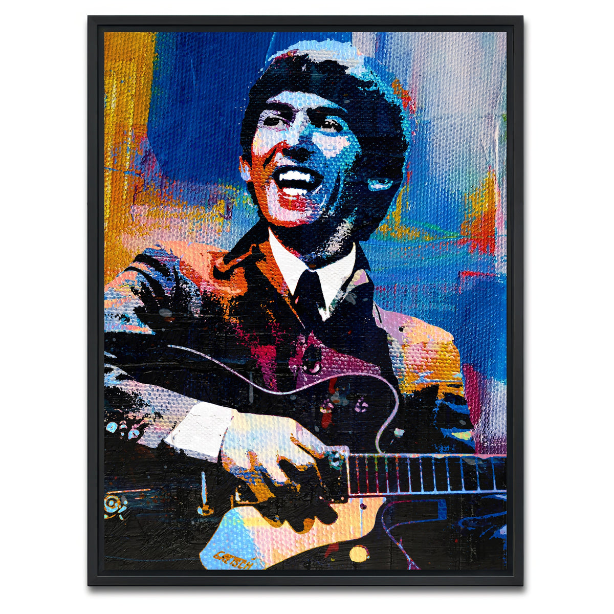 AUTO-MOCKUP WHITE | George Harrison Beatles | 1 Piece | Black Framed Canvas | group=3x4