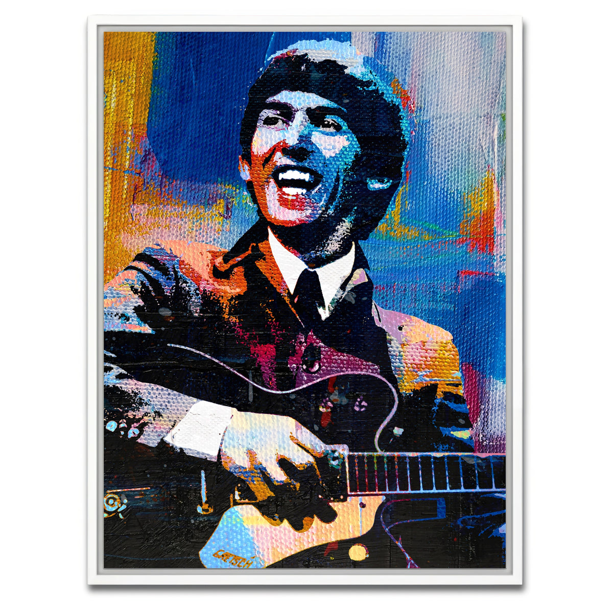 AUTO-MOCKUP WHITE | George Harrison Beatles | 1 Piece | White Framed Canvas | group=3x4