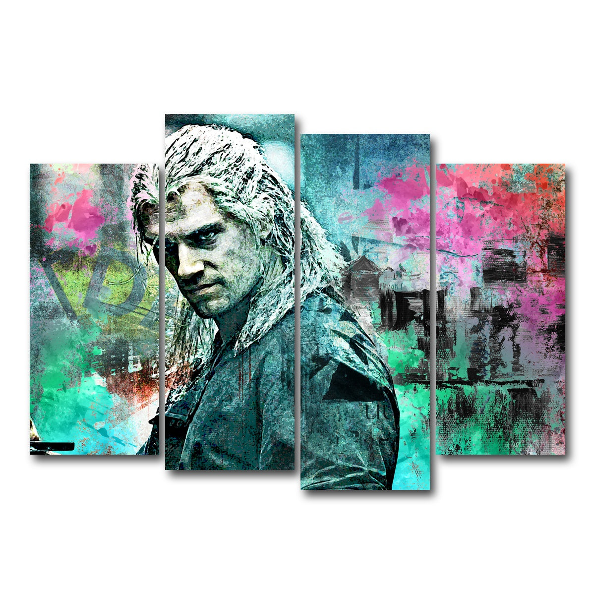 AUTO-MOCKUP WHITE | Geralt of Rivia | 4 Piece | Gallery Wrap Canvas | group=4_normal