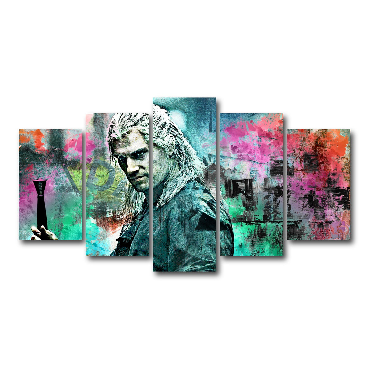 AUTO-MOCKUP WHITE | Geralt of Rivia | 5 Piece | Gallery Wrap Canvas | group=5_normal