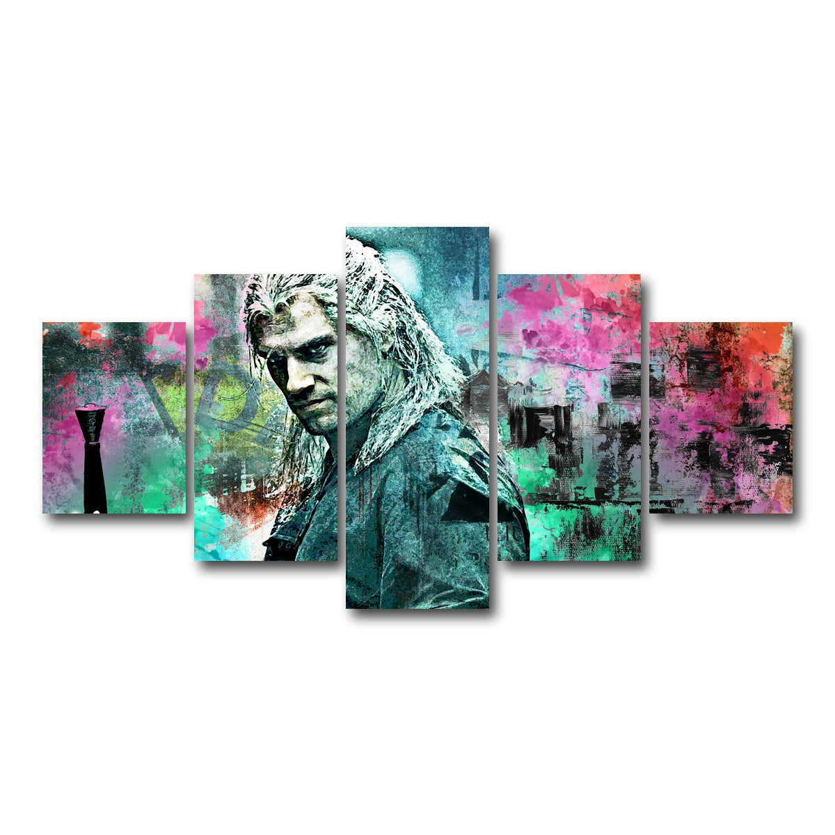 AUTO-MOCKUP WHITE | Geralt of Rivia | 5 Piece | Gallery Wrap Canvas | group=5_short