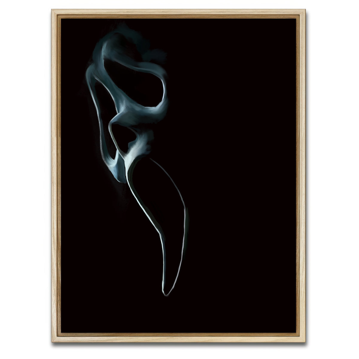 AUTO-MOCKUP WHITE | Ghost face out of the shadows | 1 Piece | Natural Framed Canvas | group=3x4