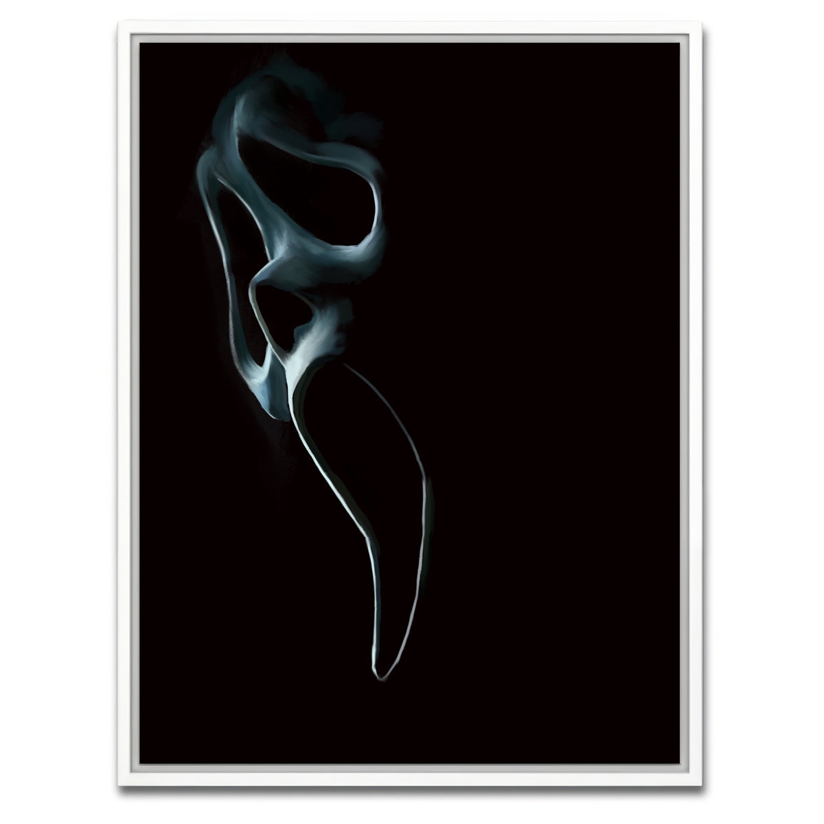 AUTO-MOCKUP WHITE | Ghost face out of the shadows | 1 Piece | White Framed Canvas | group=3x4