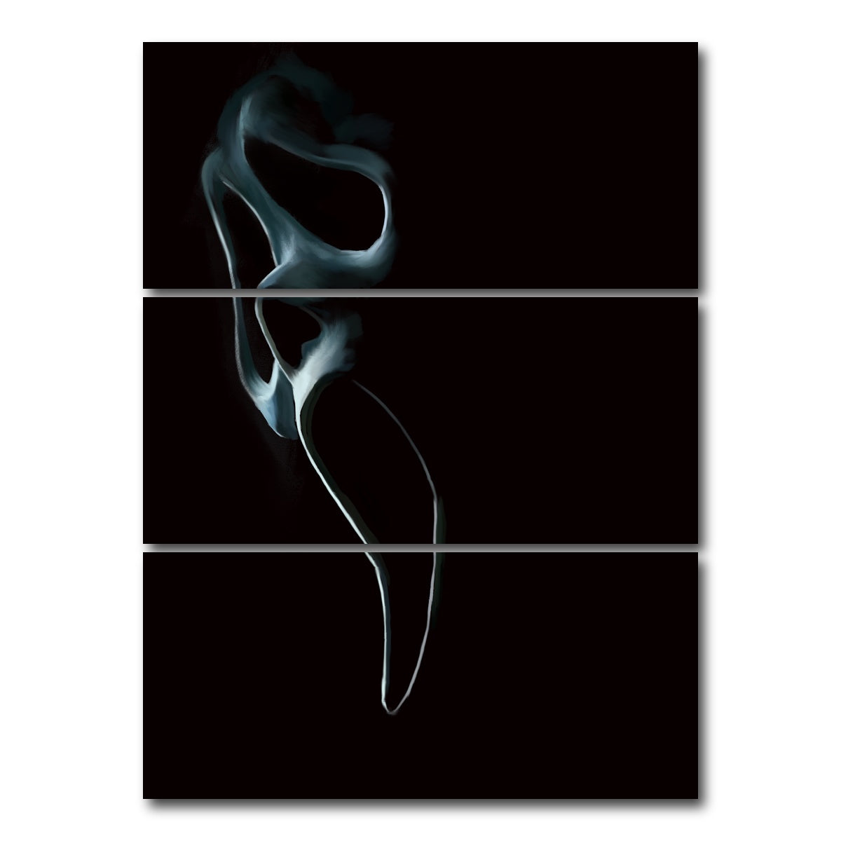 AUTO-MOCKUP WHITE | Ghost face out of the shadows | 3 Piece | Gallery Wrap Canvas | group=8x18_stacked