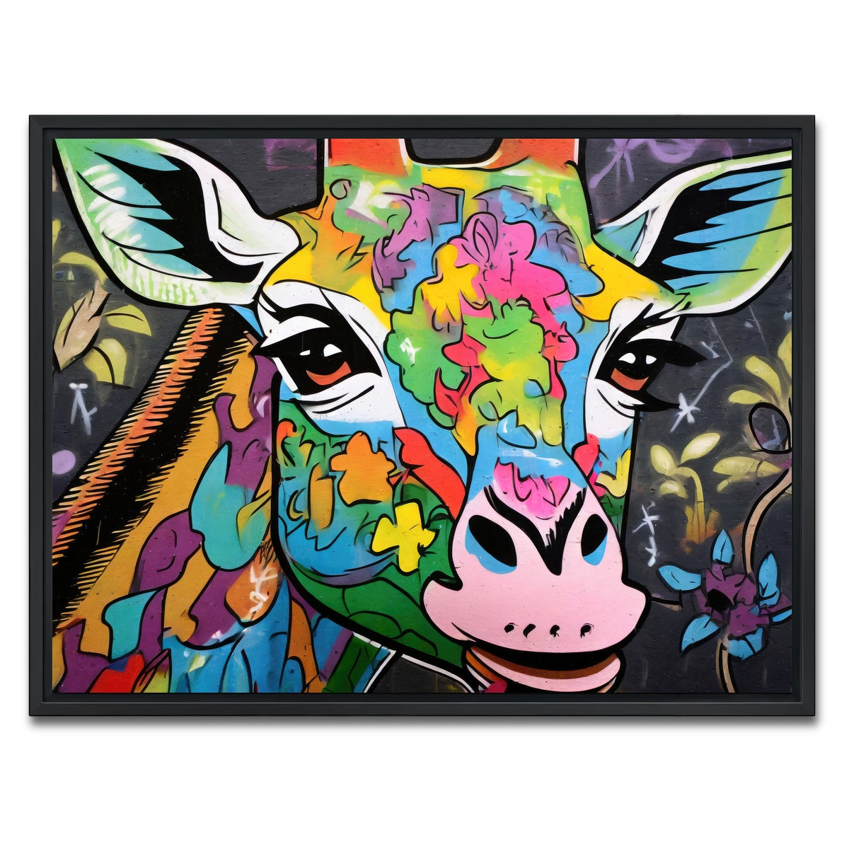 AUTO-MOCKUP WHITE | Giraffe Graffiti | 1 Piece | Black Framed Canvas | group=4x3
