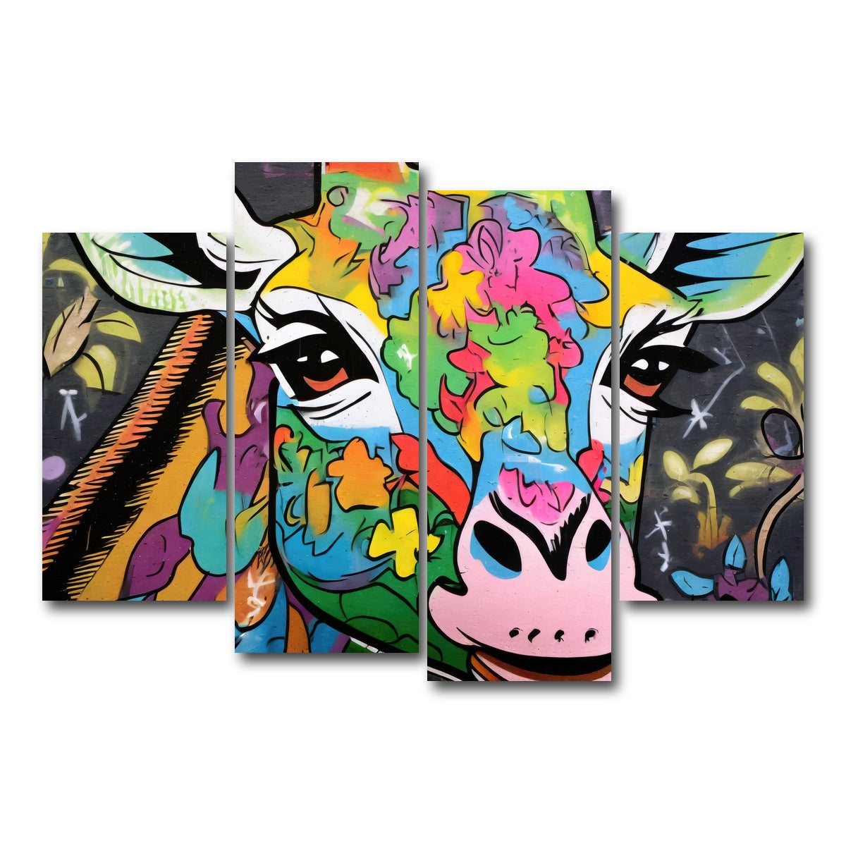 AUTO-MOCKUP WHITE | Giraffe Graffiti | 4 Piece | Gallery Wrap Canvas | group=4_short