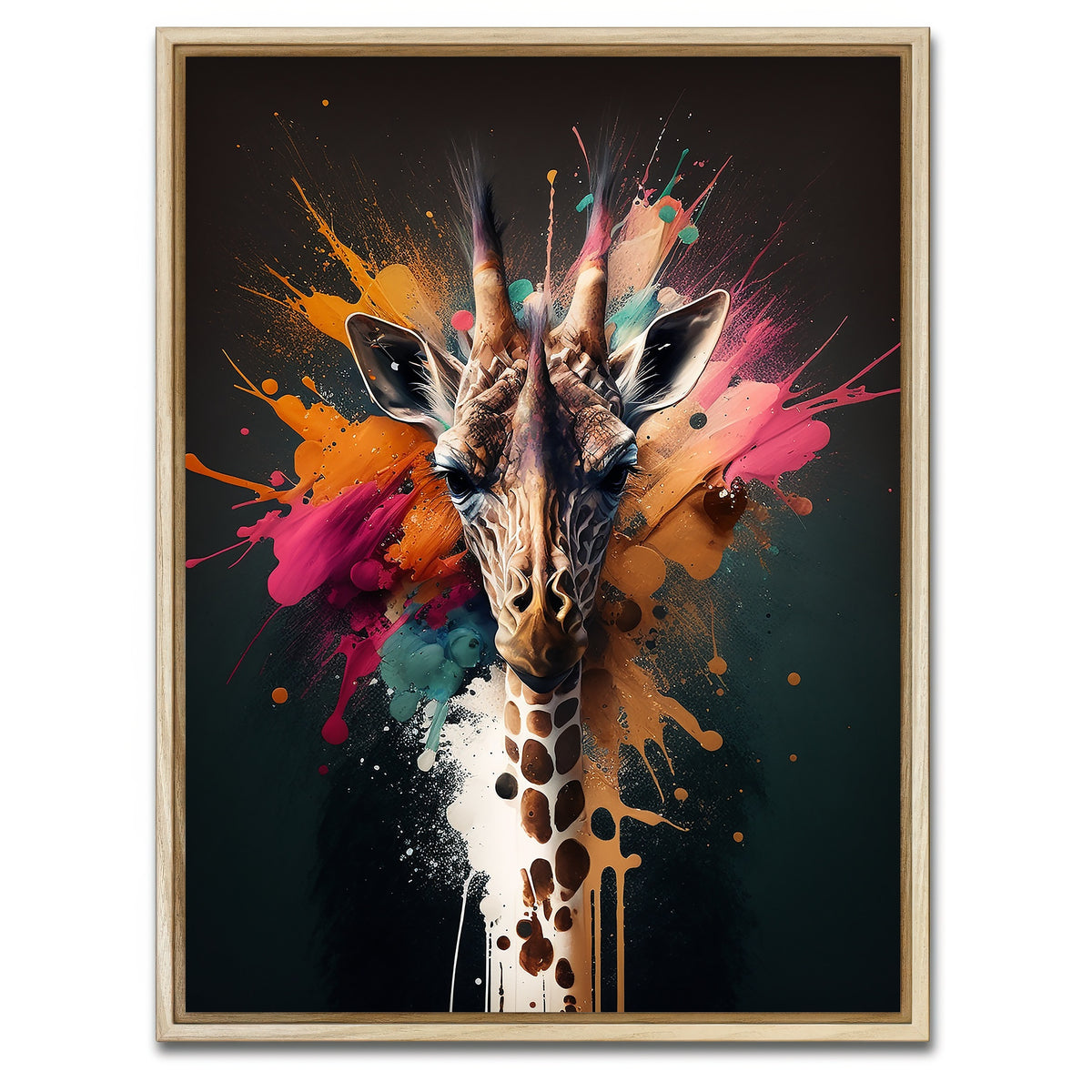 AUTO-MOCKUP WHITE | Giraffe Portrait | 1 Piece | Natural Framed Canvas | group=3x4
